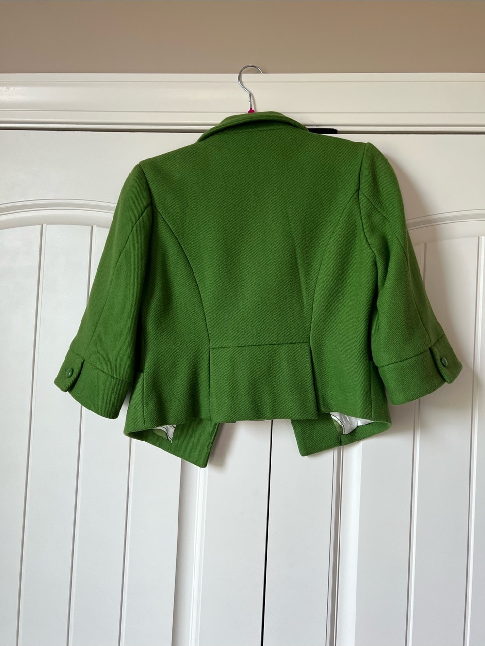 Tulle Green Cropped Jacket 3/4 Sleeve - Picture 3 of 8